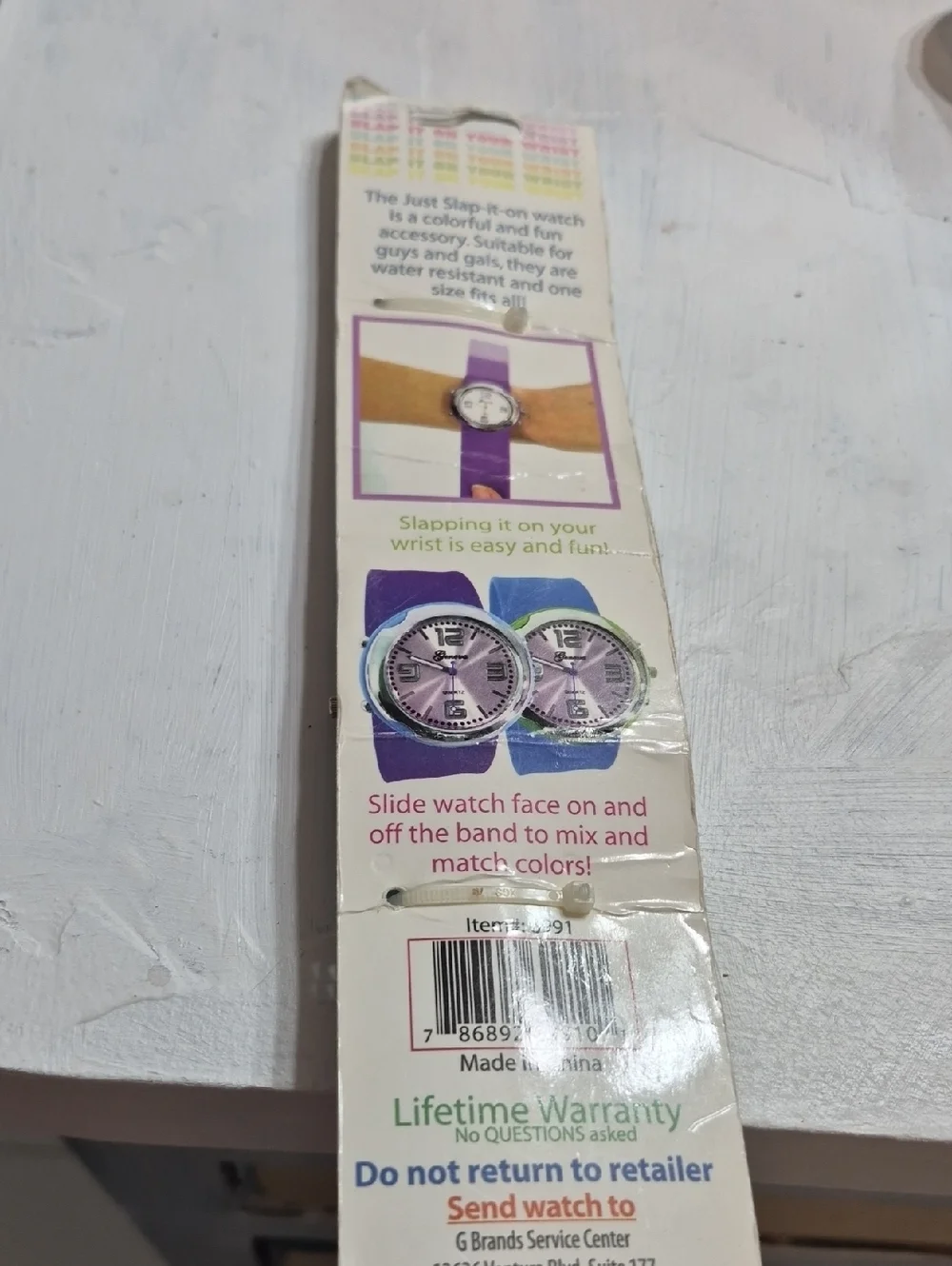 Vintage MMG Bands Just- -Slap-it-on Blue Silicone Plaid Square Face Watch New